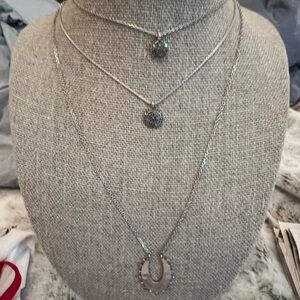 Lucky Brand Multistrand Pave Necklace with Horseshoe Drop